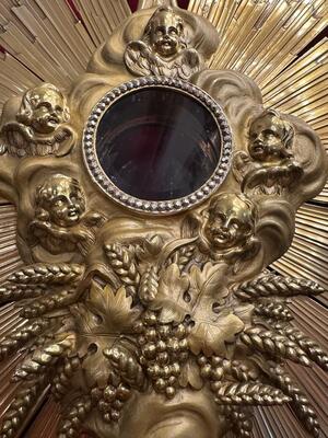 1 Baroque - Style Full Silver Exceptional Large Monstrance Height : 121 Cm ! Weight: 5.15 Kgs !