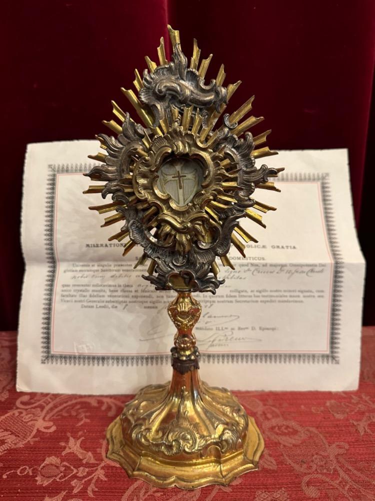 1 Baroque Style Reliquary Relic True Cross With Original Document