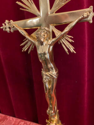 Altar - Cross en Brass / Bronze / Polished and Varnished, Belgium  19 th century ( Anno 1865 )