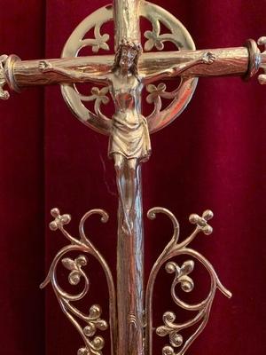 Altar - Cross en Bronze / Polished and Varnished, Belgium 19th century