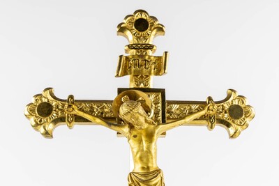 Altar - Cross  en Bronze Gilt, Belgium  19 th century