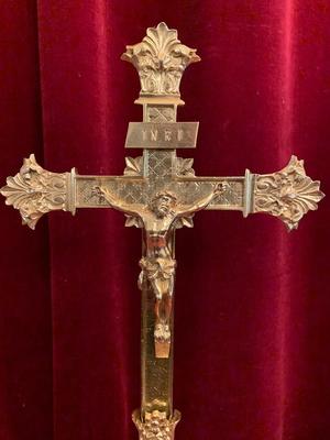 Altar - Cross en Bronze / Polished and Varnished, France 19th century
