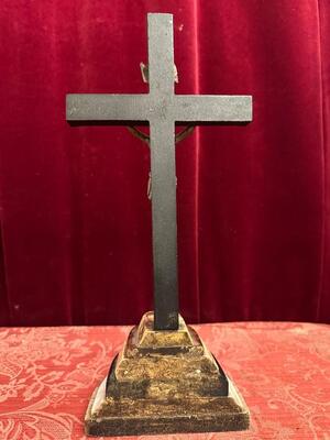Altar - Cross en Wood / Marble / Zinc, Belgium  19 th century