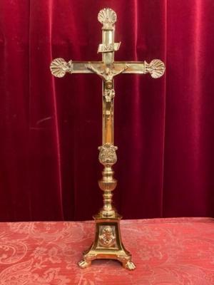 Altar - Cross en Brass / Polished / New Varnished, Belgium 19th century ( anno 1890 )