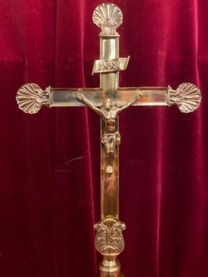 Altar - Cross en Brass / Polished / New Varnished, Belgium 19th century ( anno 1890 )