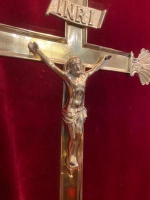 Altar - Cross en Bronze / Polished and Varnished, Belgium 19 th century ( Anno 1890 )