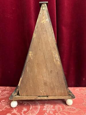 Altar - Reliquary With Nail ( Clavus ) Touched To Parts Of The Holy Cross. en Wood / Glass / Originally Sealed / Fabrics, Italy 18 th century ( Anno 1750 )