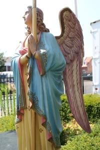 Angel. Measures Without Torch: 108 Cm en plaster polychrome, France 19th century