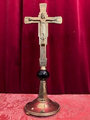 Altar - Cross style art - deco en Bronze / Ebony Wood, Netherlands  20 th century ( Anno 1930 )