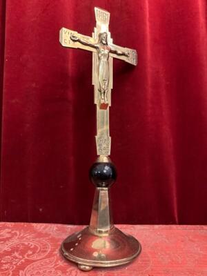 Altar - Cross style art - deco en Bronze / Ebony Wood, Netherlands  20 th century ( Anno 1930 )