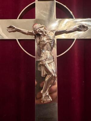 Altar - Cross style art - deco en Brass / Bronze / Polished and Varnished / Ebony Wood, Belgium  20 th century ( Anno 1930 )