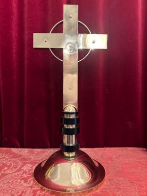 Altar - Cross style art - deco en Brass / Bronze / Polished and Varnished / Ebony Wood, Belgium  20 th century ( Anno 1930 )