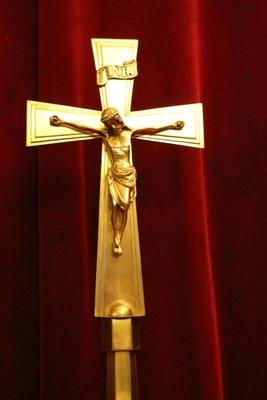 Altar - Cross High Quality style ART - DECO en Bronze - Brass - Gilt, Belgium 20th century ( anno 1950 )