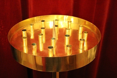 Candle Holder style ART - DECO en Brass / Bronze / Ebony wood / New Polished and Varnished, Belgium 20th century (Anno 1930)