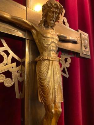 Exceptional Altar Cross style art - deco en Brass / Bronze / Stones, Netherlands  20th Century ( 1930 )