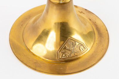 Monstrance By : Vandenhoute Anderlecht style art - deco en Brass / Bronze / Glass / Stones / Enamel, Anderlecht - Belgium  20 th century ( Anno 1930 )