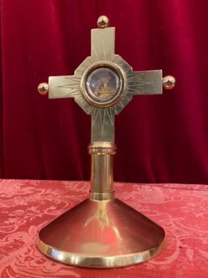 Reliquary - Relic Of The True Cross Originally Sealed style art - deco en Brass / Bronze , France 20th century ( 1935 ) Relic 19th Century ( 1850 )