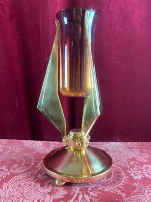 Sanctuary Lamp style ART - DECO en Bronze / Polished / New Varnished / Glass, Dutch 20th century (Anno 1930)