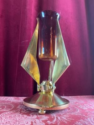 Sanctuary Lamp style ART - DECO en Bronze / Polished / New Varnished / Glass, Dutch 20th century (Anno 1930)