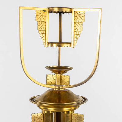 Sanctuary Lamp Signed : Vandenhoute Anderlecht. style art - deco en Bronze, Belgium 20 th century ( Anno 1930 )