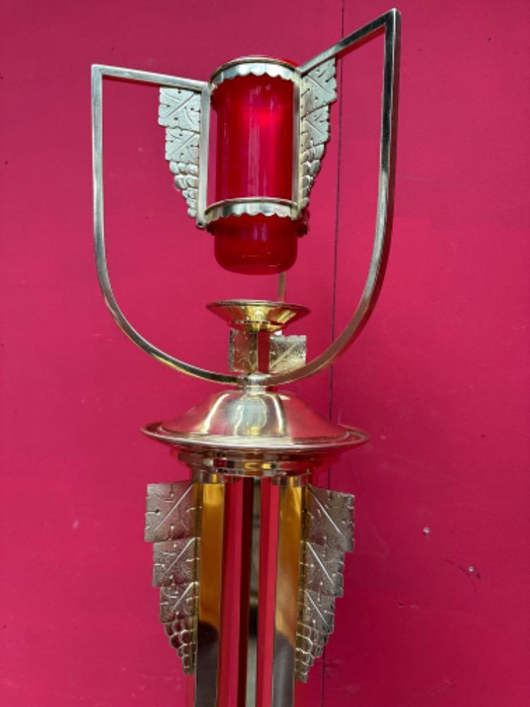 1 art - deco Standing Sanctuary Lamp. Signed : Vandenhoute Anderlecht.