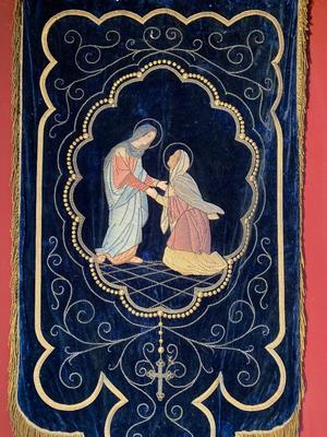 Banner en Fully Hand Embroidered Brocate Velvet, Belgium 19 th century ( Anno 1865 )