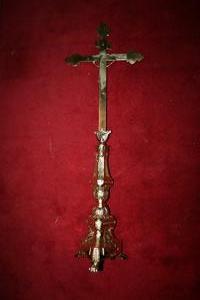 Altar Cross style Barok en Brass, FRANCE 19 th century