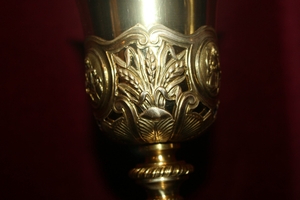 Chalice  style Baroque en Brass / Silver Cuppa / Gilt, France 19th century