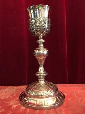 Chalice Complete With Paten style Baroque en full silver, France 18 th century