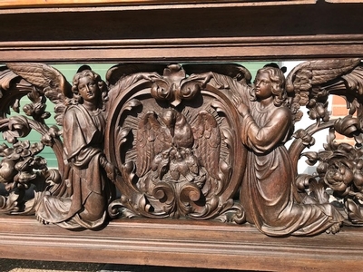 Communion -  Rail 445 L X 73  H X 26 D Cm. style Baroque en hand-carved wood , Belgium 20th century