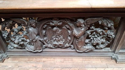Communion Rail  style Baroque en hand-carved wood , Belgium 20th century