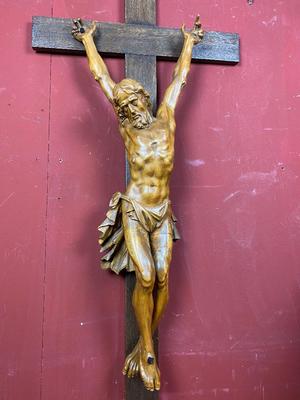 Corpus Christi Measures Corpus Without Cross: 96 X 36 Cm. style Baroque en hand-carved wood , Belgium 18th century ( Anno 1780 )