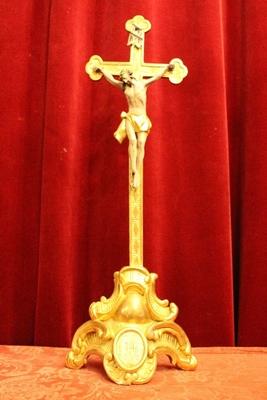 Cross + Corpus style Baroque en hand-carved wood polychrome / Gilt, Southern Germany 18th century