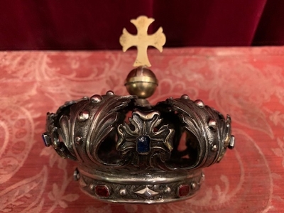 Crown style Baroque en full silver / Stones, Belgium 19th century