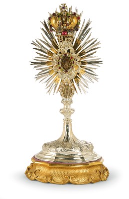 Exceptional Baroque Reliquary With Relic Of The True Cross And Nail-Relic With Their Original Documentation style Baroque en PLATED AND GILT / TIMBER GILT BASE / STONES, Italy 18 CENTURY( 1773 )