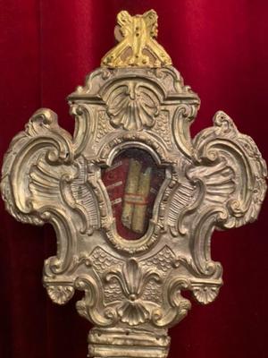 Exceptional Large And Important Reliquary style Baroque en Brass / Wax Seal / Glass / Wood, Italy  18 th century ( Anno 1740 )