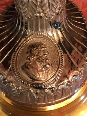 Monstrance style Baroque en Brass / Bronze / Gilt / Silver , Belgium 18 th century