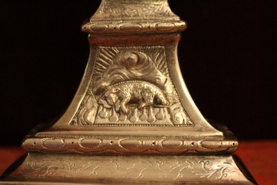 Monstrance style Baroque en Brass / Bronze / Silvered - Plated, Belgium 18 th century