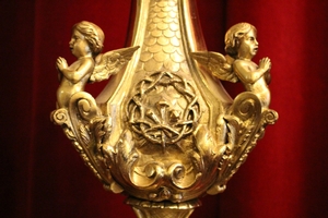 Pascal Candlestick. Weight 21 Kgs ! style baroque en Brass / Bronze / Gilt, Belgium 19th century