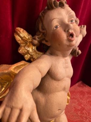 Putto style Baroque en hand-carved wood polychrome, Southern Germany 20th Century