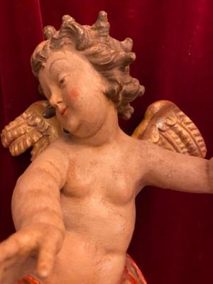 Putto  style Baroque en Hand - Carved Wood Polychrome, Southern Germany 20th century