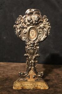 Reliquary style baroque en wood / silver, Italy 18 th century