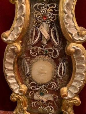 Reliquary style Baroque en wood polychrome Gilt / Glass, Italy 19th century ( anno 1865 )