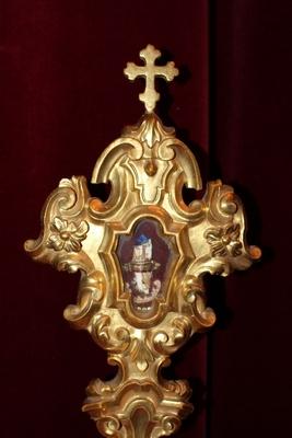 Reliquary Relic Ex Ossibus St. Emerentianus  style Baroque en Wood / Gilt, France 18 th century ( anno 1790 )