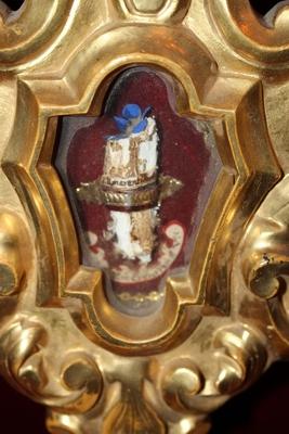 Reliquary Relic Ex Ossibus St. Emerentianus  style Baroque en Wood / Gilt, France 18 th century ( anno 1790 )