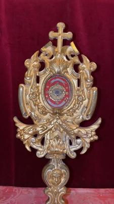 Reliquary - Relic Ex Pallio St. Fransiscus Assisi style Baroque en Bronze / Gilt / Glass, France 19th century ( 1865 )