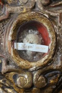 Reliquary. Relic Of : St. Magnus Mart. style Baroque en hand-carved wood polychrome, Slowakia 1740
