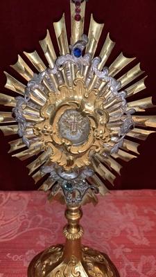 Reliquary - Relic Of The True Cross  style Baroque en Metal / Gilt / Stones / Glass, Italy 18 th century ( Anno 1790 )