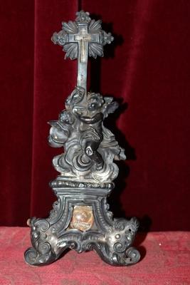 1 Baroque Reliquary-Relic Of The True Cross In Rock-Crystal  / Relic From Mantle Of St. Joseph / Most Probably Documentation Inside /  Museum-Piece