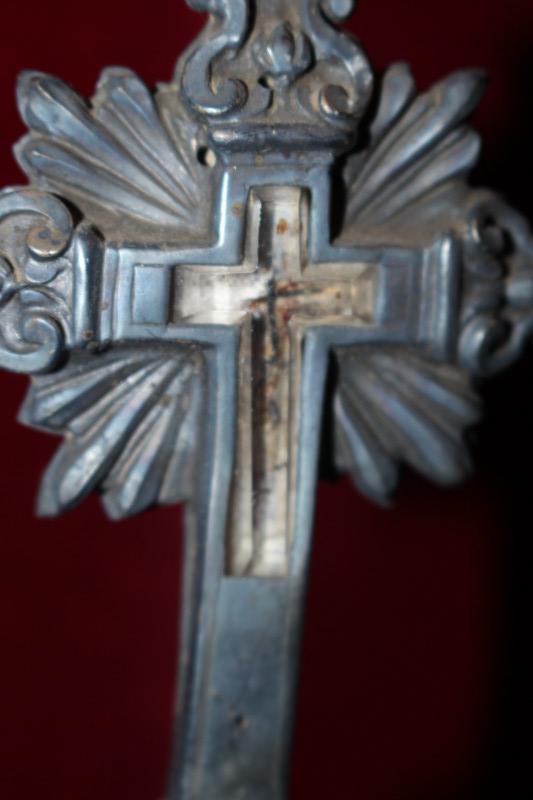 1 Baroque Reliquary-Relic Of The True Cross In Rock-Crystal  / Relic From Mantle Of St. Joseph / Most Probably Documentation Inside /  Museum-Piece